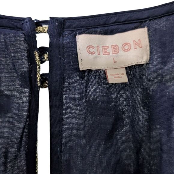 Ciebon Sallie Metallic Star Print Sz L Long Sleeve Minidress in Navy & Gold - Picture 9 of 10